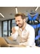 Ergonomic Gaming Chair Heavy Duty Office Throne with Headrest Armrest and Footrest Blue