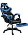 Ergonomic Gaming Chair Heavy Duty Office Throne with Headrest Armrest and Footrest Blue