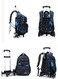 Black Star Trolley School Backpack Six Wheels with Telescopic Handle