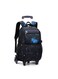 Black &amp; Blue Star Trolley School Backpack Six Wheels with Telescopic Handle