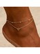 Double-Layer Love Heart Anklet Elegant Gold Alloy Multi-Layer Anklet