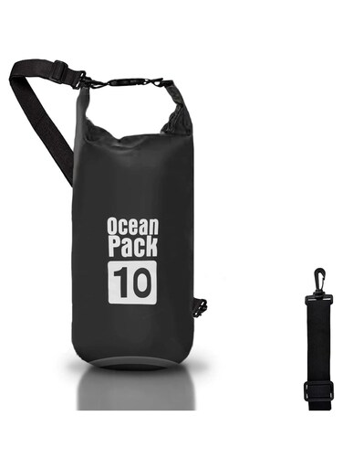 10L Black Single-Strap Waterproof Outdoor Sport PVC Bag