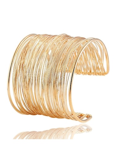 Elegant Multi-Layer Wire Cuff Bracelet Gold Colour Tone Alloy