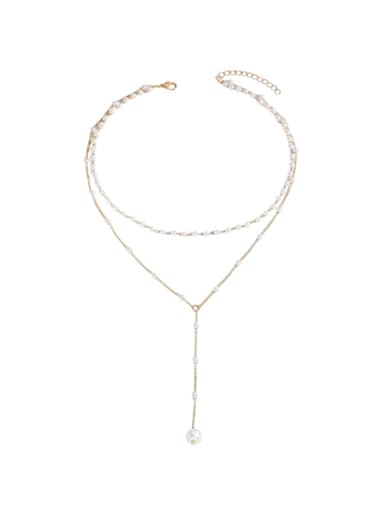 Elegant Layered Pearl Drop Necklace
