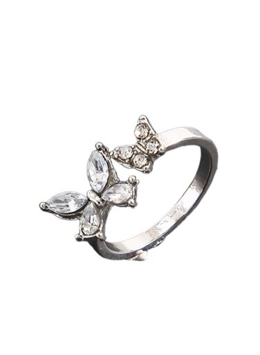Elegant Crystal Butterfly Ring - Size 6
