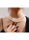 Elegant Multi-Layer Pearl Necklace White
