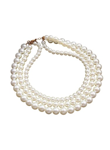 Elegant Multi-Layer Pearl Necklace White
