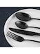 24 Pcs Stainless Steel Reusable Spoon Fork And Knives Black Color Cutlery Set
