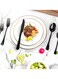 24 Pcs Stainless Steel Reusable Spoon Fork And Knives Black Color Cutlery Set
