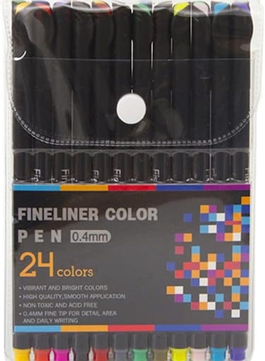 Fineliner Color Pen Set - 24 Colors (0.4mm)