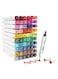 120pcs Dual Tip Markers Set, Assorted Colors Stylish White Body with Black Cloth Bag