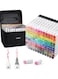 120pcs Dual Tip Markers Set, Assorted Colors Stylish White Body with Black Cloth Bag