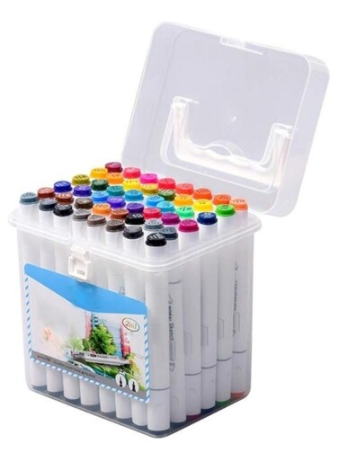 Double-Headed Soft Oily Marker Set - 48 Colors