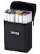 24pcs Dual Tip Markers Set, Assorted Colors Stylish White Body with Black Cloth Bag