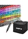 120pcs Dual Tip Markers Set, Assorted Colors Stylish Black Body with Black Cloth Bag