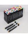 120pcs Dual Tip Markers Set, Assorted Colors Stylish Black Body with Black Cloth Bag