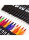 120pcs Dual Tip Markers Set, Assorted Colors Stylish Black Body with Black Cloth Bag