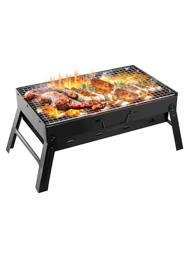 Happy Reunion Folding BBQ Portable Charcoal Grill Stainless Folding Camping Barbecue Oven