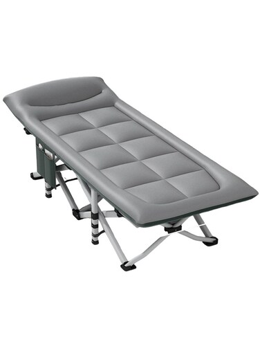 Folding Camping Cots &ndash; Your Comfortable Techno Fabric Sleeping Bed Solution with Leather-Like Feel in Dark Gray