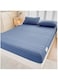 Waterproof Fitted Bedding Topper Set 150 x 200 cm - Blue Protect Your Mattress and Pillows Includes 2 Pillowcases