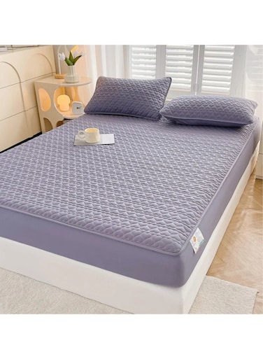 Waterproof Fitted Bedding Topper Set 200 x 200 CM - Dark Grey Protect Your Mattress and Pillows Includes 2 Pillowcases