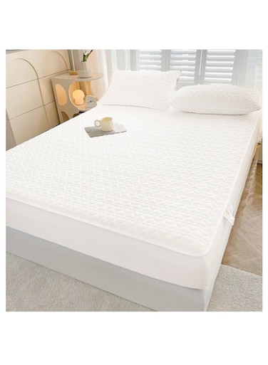 Waterproof Fitted Bedding Topper Set 180 x 200 cm - White Protect Your Mattress and Pillows Includes 2 Pillowcases
