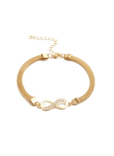 Gold Color Infinity Bracelet for Women Adjustable Mesh Chain with Crystal Detailing