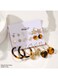 9-Pair Gold Color Earring Set for Women Alloy &amp; Resin