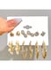 6 Pair Gold Color Earring Set for Women Pearl, Hoop &amp; Stud