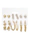 6 Pair Gold Color Earring Set for Women Pearl, Hoop &amp; Stud