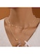 Elegant Double Layer Gold Necklace with Pearls &amp; Heart Pendant Alloy Jewelry for Women
