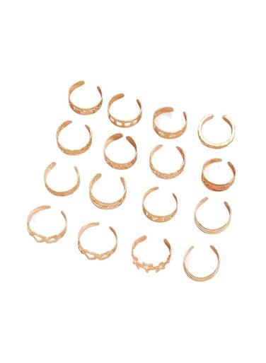 16-Piece Gold Color Ring Set for Women Sizes 4.15, 5, 5.25, 5.5, 5.6, 6, 6.5, 6.6, 7, 7.25, 7.5, 7.6