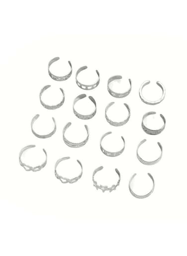 16-Piece silver Color Ring Set for Women Sizes 4.15, 5, 5.25, 5.5, 5.6, 6, 6.5, 6.6, 7, 7.25, 7.5, 7.6
