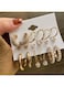 9-Pair Gold Pearl &amp; Crystal Earring Set &ndash; Alloy Material (Size: 0.6cm&ndash;3.5cm)