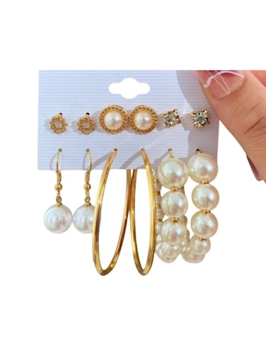 Classic Gold &amp; Faux Pearl Assortment Earring Set (6 Pairs)
