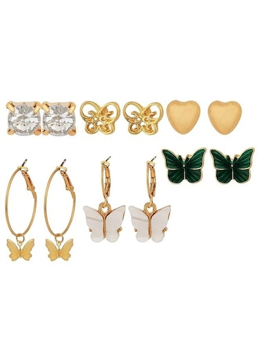Butterfly &amp; Heart Statement Earring Set (6 Pairs)