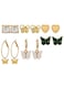 Butterfly &amp; Heart Statement Earring Set (6 Pairs)