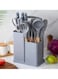 19-Piece Grey Silicone Kitchen Utensil Set with Knives, Cutting Board, and Gadgets