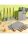 19-Piece Grey Silicone Kitchen Utensil Set with Knives, Cutting Board, and Gadgets