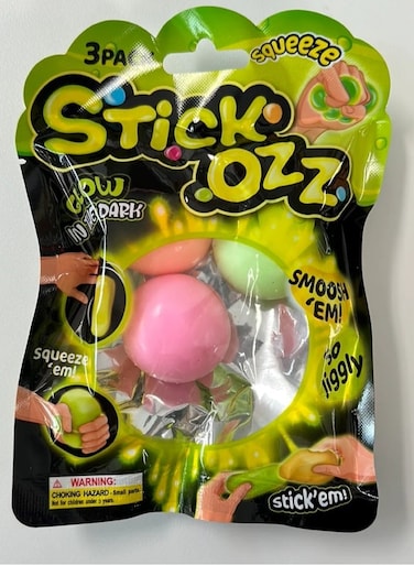 3 in 1 Pack Squishy Balls Stick Ozz Squeeze, Smoosh &amp; Jiggly Stress Relief Toys