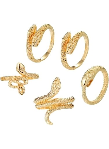5PCS Vintage Gold-Tone Snake Ring Set