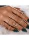 8-Piece Gold Color Fashion Ring Set for Women Mixed Designs