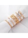 Elegant Gold Color Women&rsquo;s Ring Set 6pcs Butterfly &amp; Pearl Mix Fashion Rings