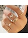 Elegant Gold Color Women&rsquo;s Ring Set 6pcs Butterfly &amp; Pearl Mix Fashion Rings