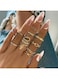 Trendy Gold Color Women&rsquo;s Ring Set 9pcs Snake &amp; Chain Style Fashion Rings