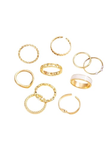 Trendy Gold Color Women&rsquo;s Ring Set 10pcs Stylish Mixed Fashion Rings