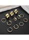 12-Piece Gold Color Adjustable Ring Set for Women &ndash; Heart, Star &amp; Minimalist Designs