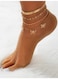 4-Piece Gold Color Butterfly &amp; Layered Chain Anklet Set for Women