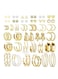 36-Piece Women&rsquo;s Fashion Earrings Set &ndash; Mixed Hoop, Stud &amp; Dangle Styles (Gold Tone)