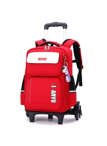 Red Six-Wheel Trolley School Bag